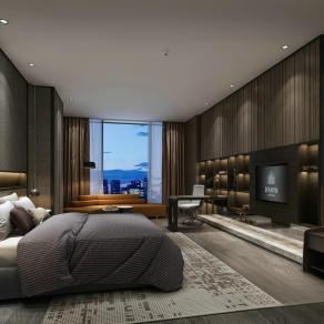 现代酒店客房 书柜 电视柜 电视背景柜